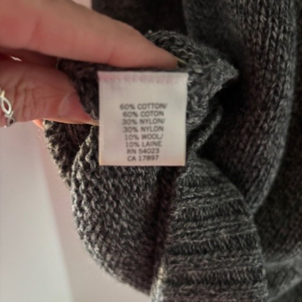Banana Republic L Shawl Neck Sweater Gray Long Sleeve Cozy Luxe Preppy Knit - Picture 8 of 8